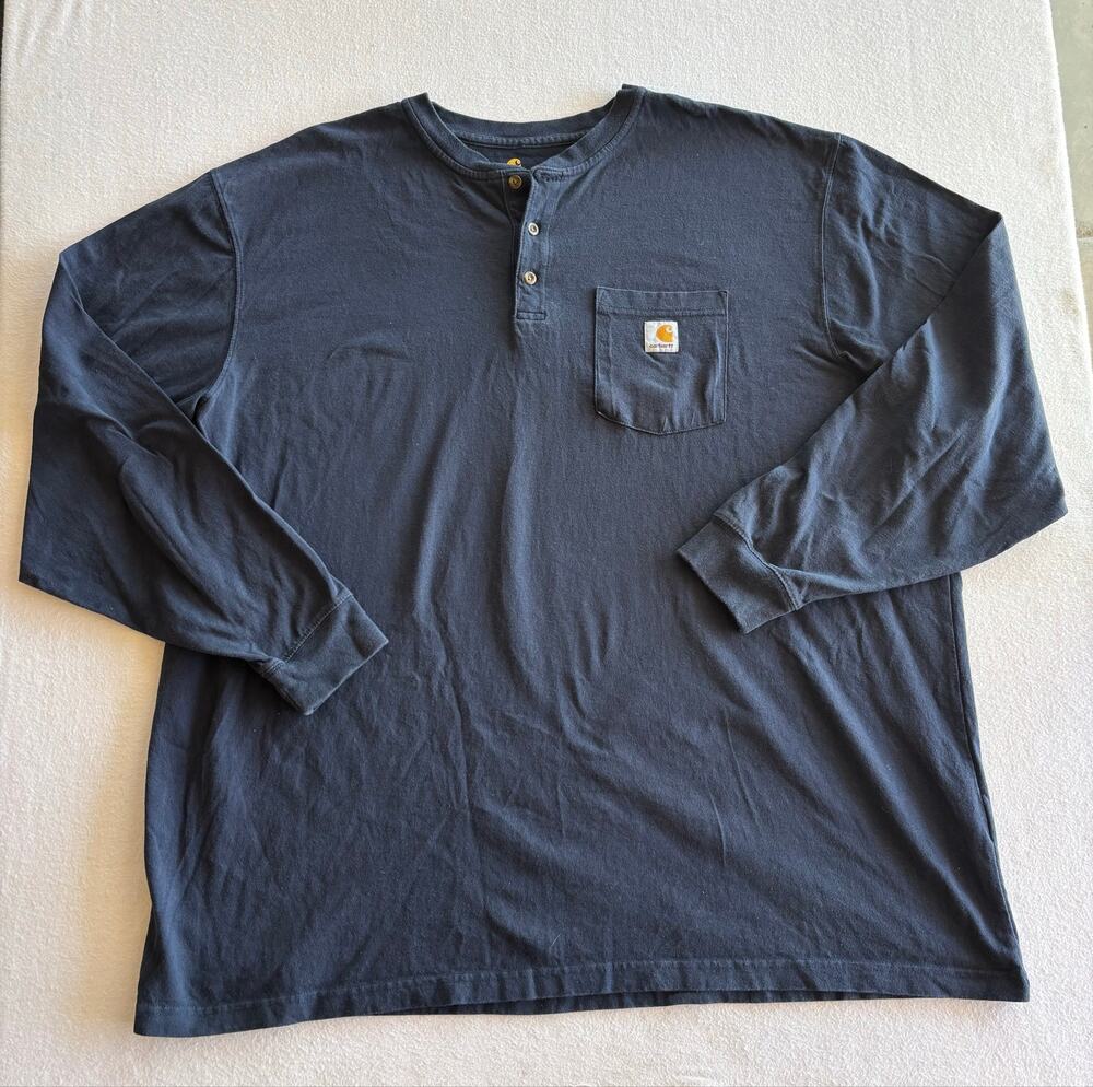 Carhartt Original Fit Long Sleeve Shirt Men’s 3XL Navy Blue 100% Cotton
